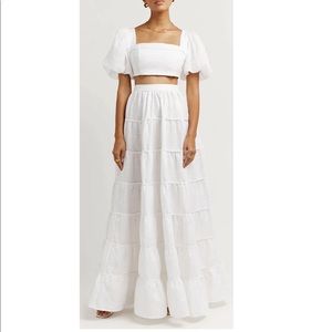 NWT DISSH White Linen Tier Long Skirt